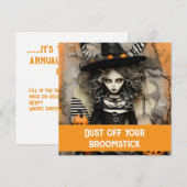 Halloween-Hexe mit Kürbissen Einladung (Vorne/Hinten)