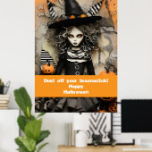Halloween-Hexe mit Kürbissen Poster (Heimbüro)