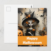 Halloween-Hexe mit Kürbissen Postkarte (Vorne/Hinten)