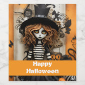 Halloween-Hexe mit Kürbissen Weinetikett (Einzelnes Label)