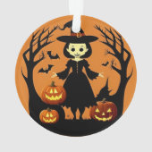 Halloween Hexe mit Kürpen in einer unheimlichen Ei Ornament (Rückseite)