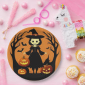 Halloween Hexe mit Kürpen in einer unheimlichen Ei Pappteller (Party)
