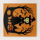 Halloween Hexe mit Kürpen in einer unheimlichen Ei Puzzle (Horizontal)