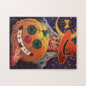 Halloween-Hexe mit lustigem Kürbis Puzzle (Horizontal)