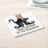 Halloween Hexe mit Niedlicher Schwarzkatze Rechteckiger Pappuntersetzer (angewinkelt)