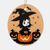 Halloween Hexe mit Pumpkins Keramik Ornament (Links)
