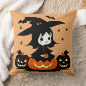 Halloween Hexe mit Pumpkins Kissen (Decke)