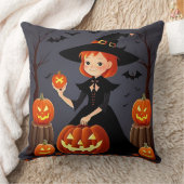 Halloween Hexe mit Pumpkins Kissen (Decke)