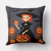 Halloween Hexe mit Pumpkins Kissen (Rückseite)