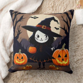Halloween Hexe mit Pumpkins Kissen (Decke)