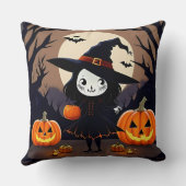 Halloween Hexe mit Pumpkins Kissen (Rückseite)