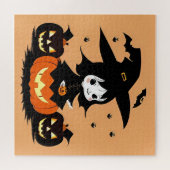 Halloween Hexe mit Pumpkins Puzzle (Horizontal)