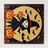 Halloween Hexe mit Pumpkins Puzzle (Horizontal)