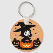 Halloween Hexe mit Pumpkins Schlüsselanhänger (Rückseite)