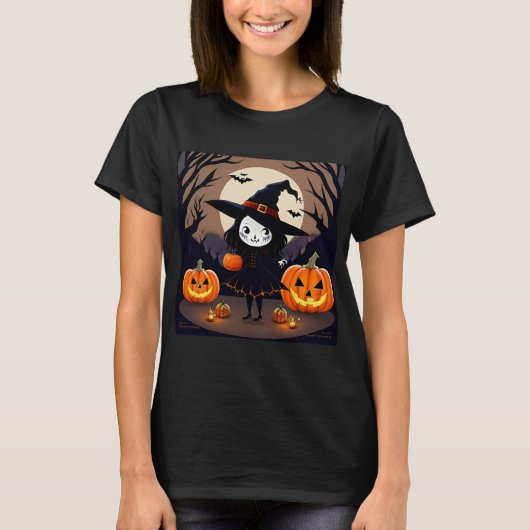 Halloween Hexe mit Pumpkins T-Shirt (Vorderseite)