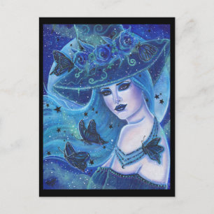 Halloween Hexe mit Schmetterlingen von Renee Lavoi Postkarte