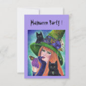 Halloween Hexe mit schwarzen Party Einladungen (Vorderseite)