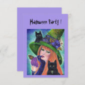 Halloween Hexe mit schwarzen Party Einladungen (Vorne/Hinten)
