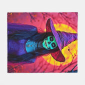 Halloween Hexe mit Skull Face Design Fleecedecke (Vorderseite (Horizontal))