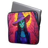 Halloween Hexe mit Skull Face Design Laptopschutzhülle (Vorderseite Links)
