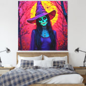 Halloween Hexe mit Skull Face Design Leinwanddruck (Insitu (Schlafzimmer))