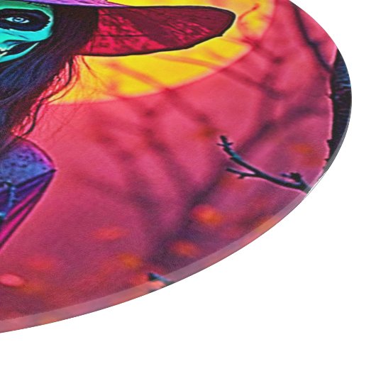 Halloween Hexe mit Skull Face Design Schneidebrett (Ecke)