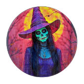 Halloween Hexe mit Skull Face Design Schneidebrett (Vorderseite)