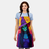 Halloween Hexe mit Skull Face Design Schürze (Getragen)