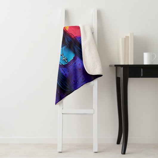 Halloween Hexe mit Skull Face Design Sherpadecke (Beispiel)