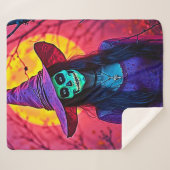 Halloween Hexe mit Skull Face Design Sherpadecke (Vorderseite (Horizontal))