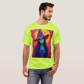 Halloween Hexe mit Skull Face Design T-Shirt (Vorne ganz)
