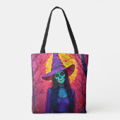 Halloween Hexe mit Skull Face Design Tasche (Rückseite)