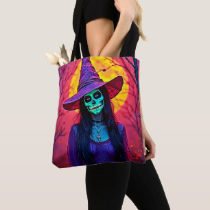 Halloween Hexe mit Skull Face Design Tasche