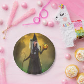 Halloween Hexe mit Stock Pappteller (Party)