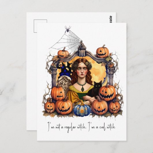 Halloween Hexe mit Zitat Postkarte (Vorne/Hinten)