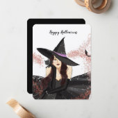 Halloween, Hexe Mitteilungskarte (Vorderseite/Rückseite Beispiel)