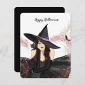 Halloween, Hexe Mitteilungskarte (Vorne/Hinten)