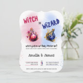 Halloween Hexe oder Zaubergeschlecht Einladung (Stehend Vorderseite)