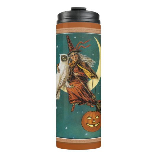 Halloween Hexe & Owl Thermosbecher (Vorderseite)