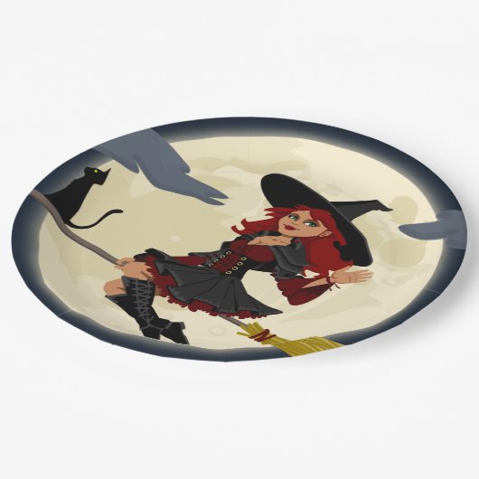 Halloween-Hexe-Pappteller Pappteller (Schrägansicht)