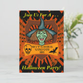 Halloween-Hexe-Party Einladung (Stehend Vorderseite)