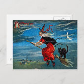 Hallowe'en Hexe Postcard Postkarte (Vorne/Hinten)