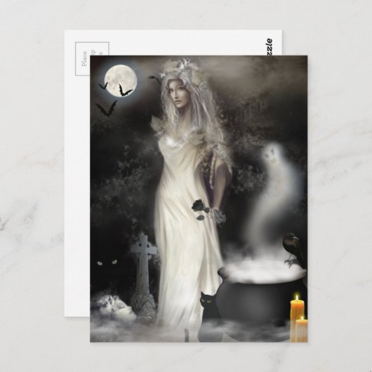 Halloween Hexe Postkarte (Vorne/Hinten)