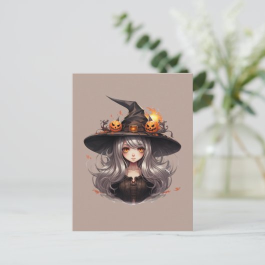 Halloween Hexe Postkarte (Stehend Vorderseite)
