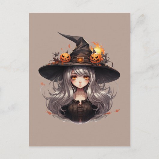 Halloween Hexe Postkarte (Vorderseite)