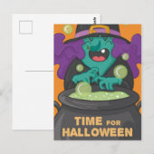Halloween Hexe Postkarte (Vorne/Hinten)