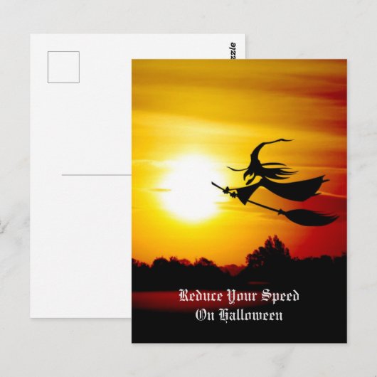 Halloween Hexe Postkarte (Vorne/Hinten)