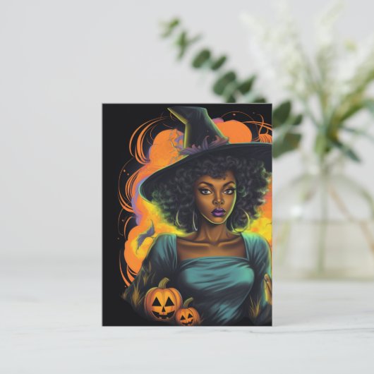Halloween Hexe Postkarte (Stehend Vorderseite)