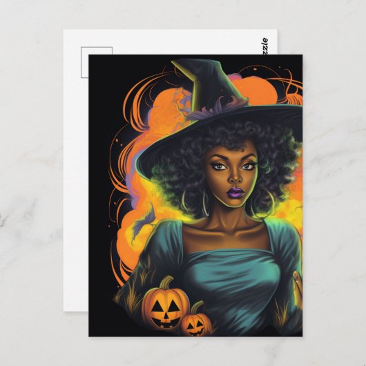 Halloween Hexe Postkarte (Vorne/Hinten)