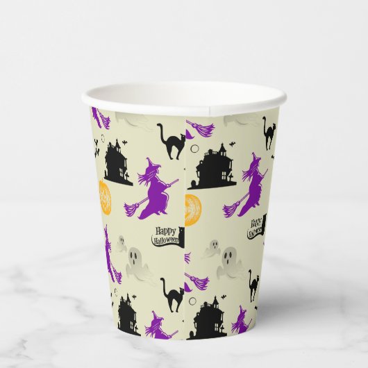 Halloween Hexe, Pumpkins und Schwarze Katzen Pappbecher (Rechts)